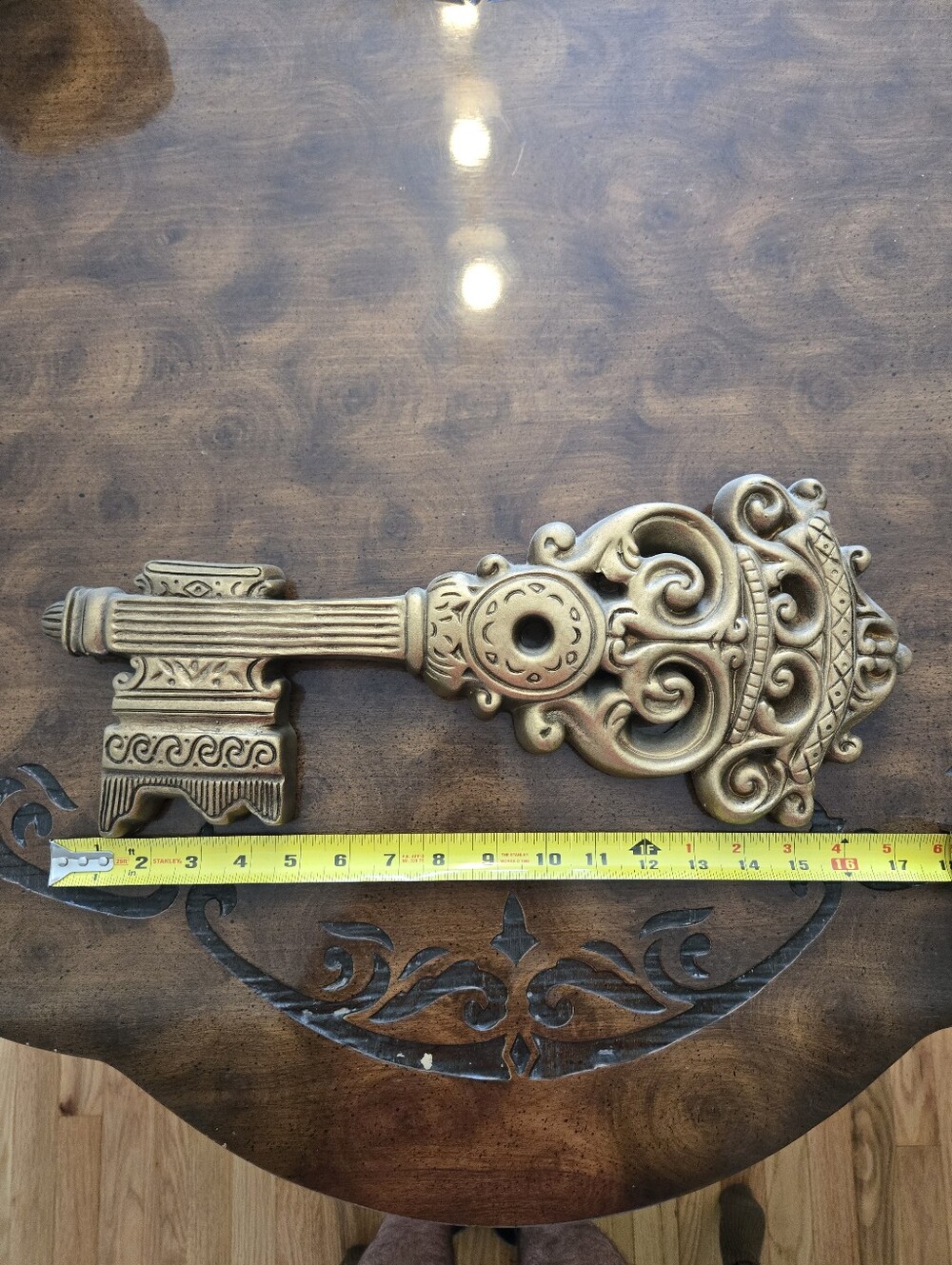 Vintage Wall Ornament Gold Key 17 Inches Big Ornate Ceramic